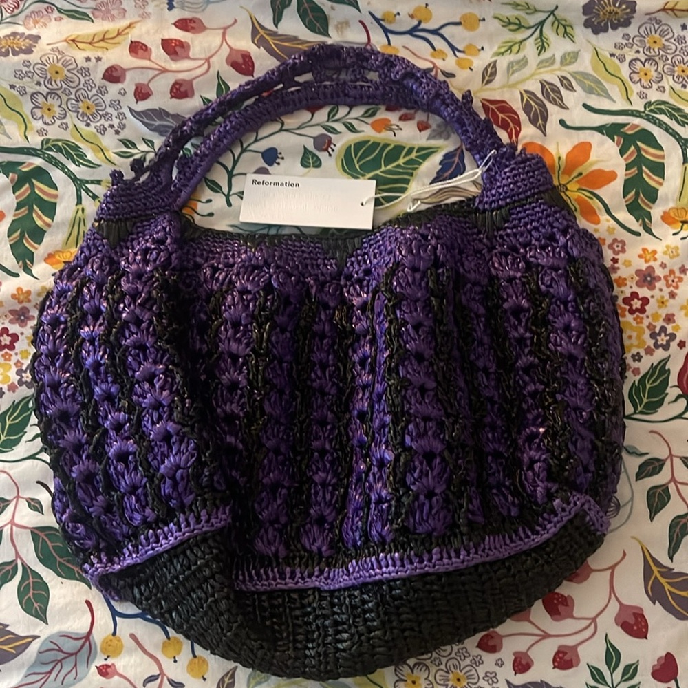 NWT REFORMATION oak vintage 68 raffia woven bag